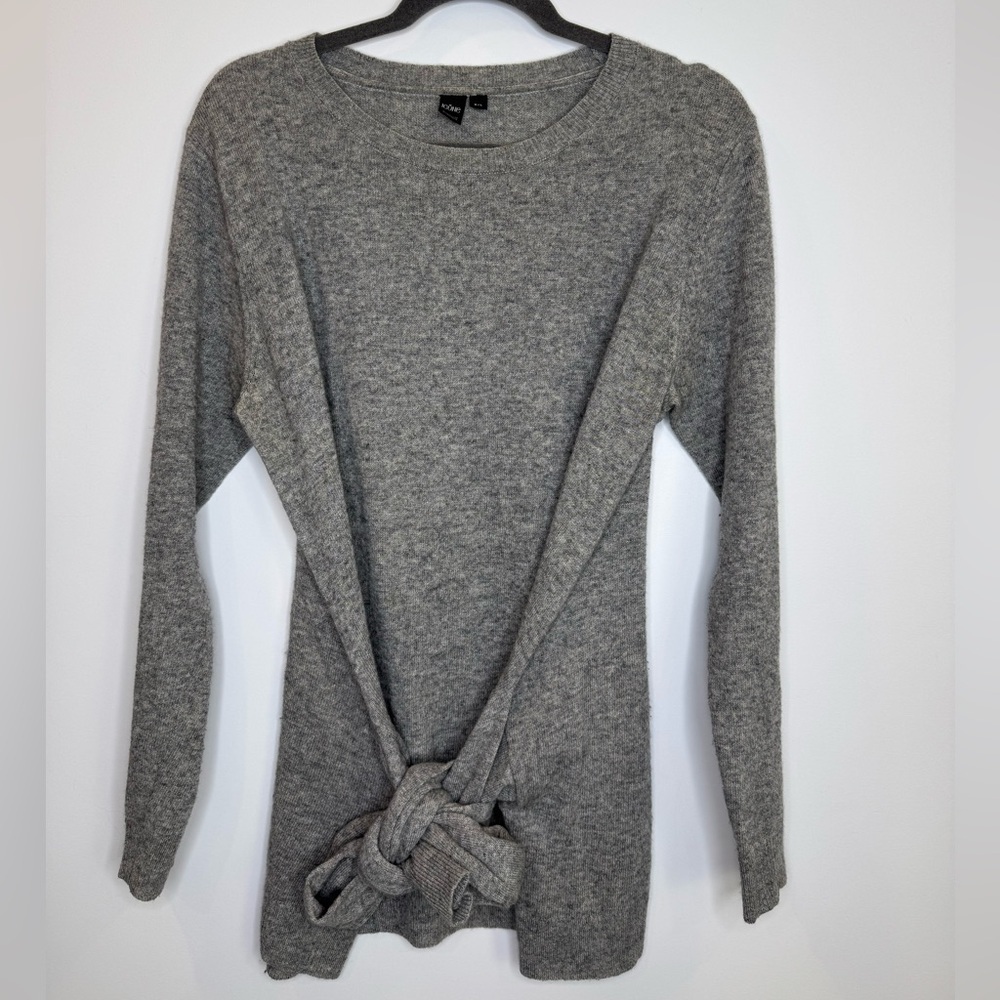 Simons Gray wool cashmere Knit Sweater Knot tie front Detail size large